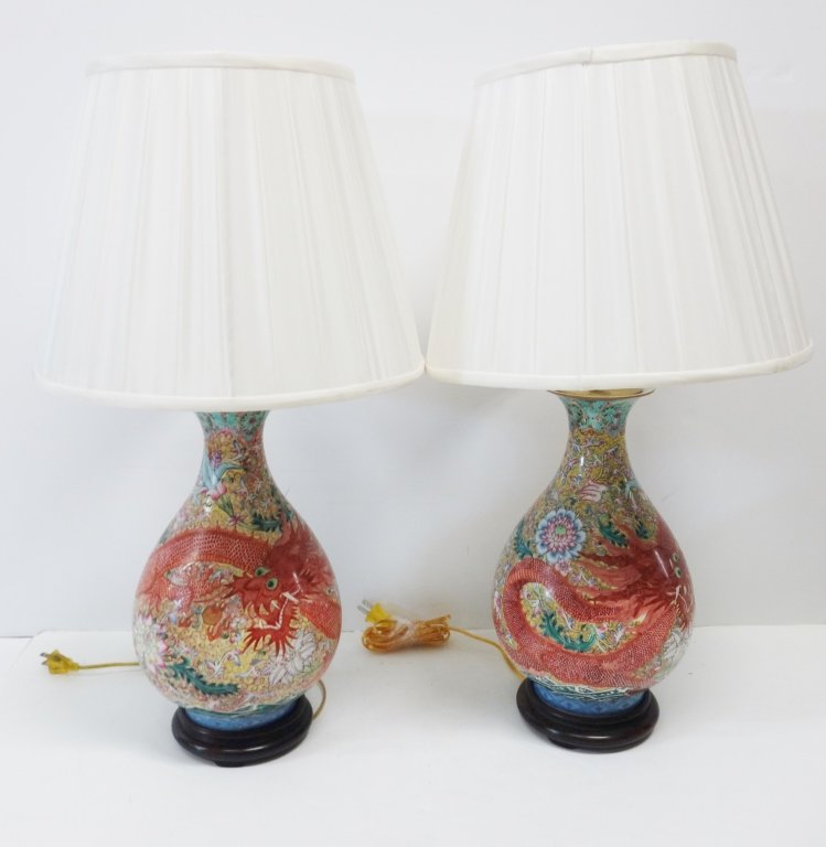 Pair of Oriental dragon table lamps (1 of 3)