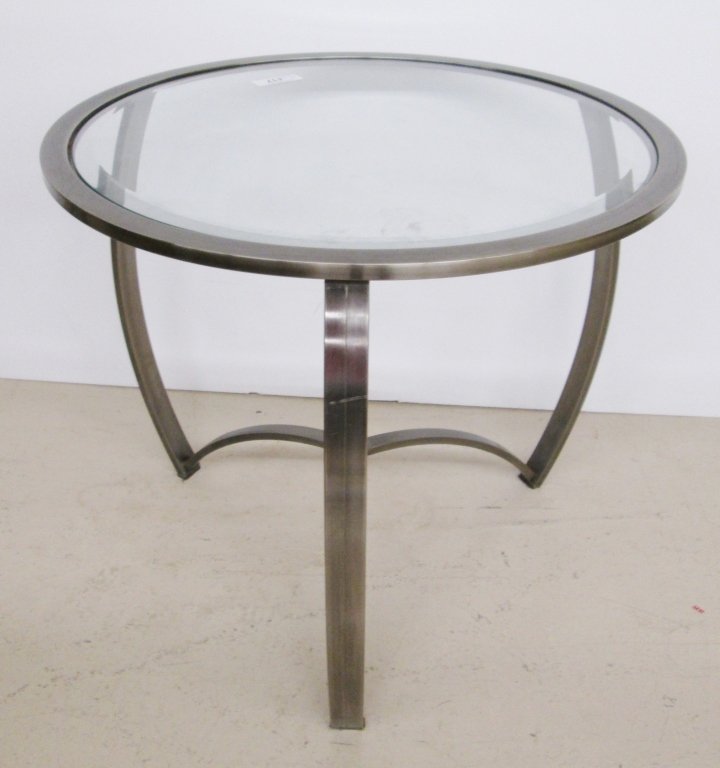 Contemporary chrome & glass top end table (1 of 3)