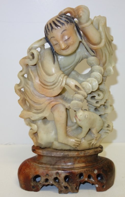 Chinese carved soapstone statue (1 of 2)