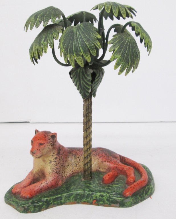 Pair of lion with palm tree candle holders (1 of 4)