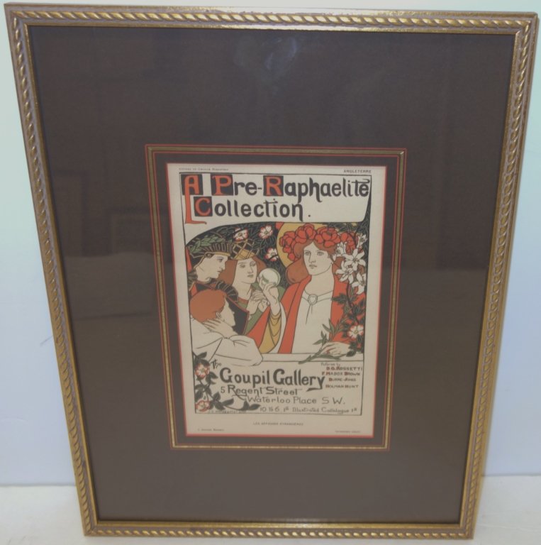 Art Nouveau magazine cover: Art Nouveau A Pre- Raphaelite Collection magazine cover framed. 13 1/2 x 18