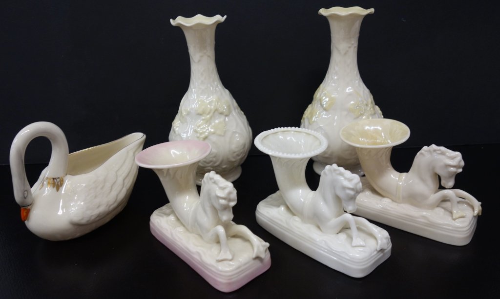 6 Belleek  flower holders, vase (1 of 6)