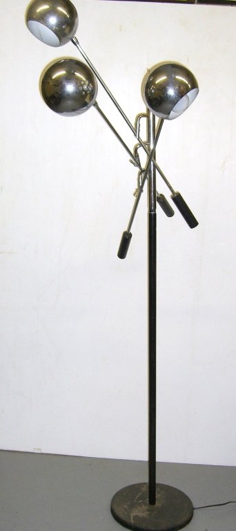1960's Lightolier Chrome ball 3 arm floor lamp (1 of 2)