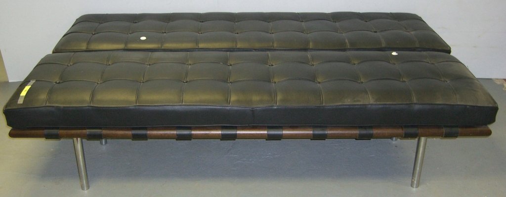 Pair of black leather Knoll style Mid-Century benches (1 of 4)