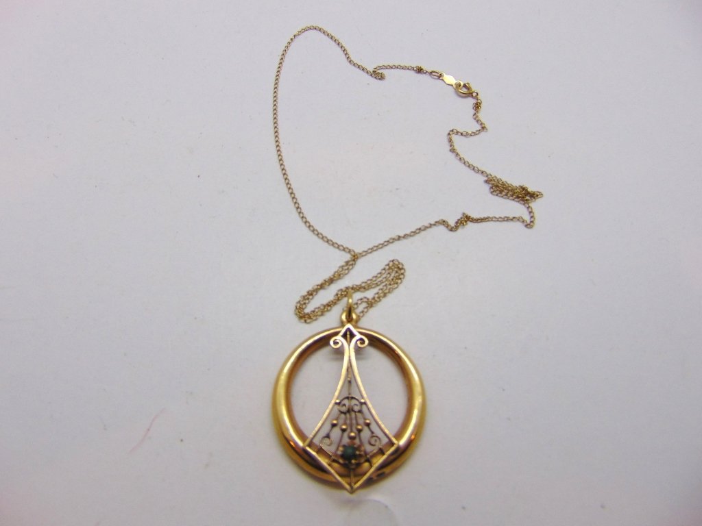 14k Victorian gold turquoise pendant necklace (1 of 2)
