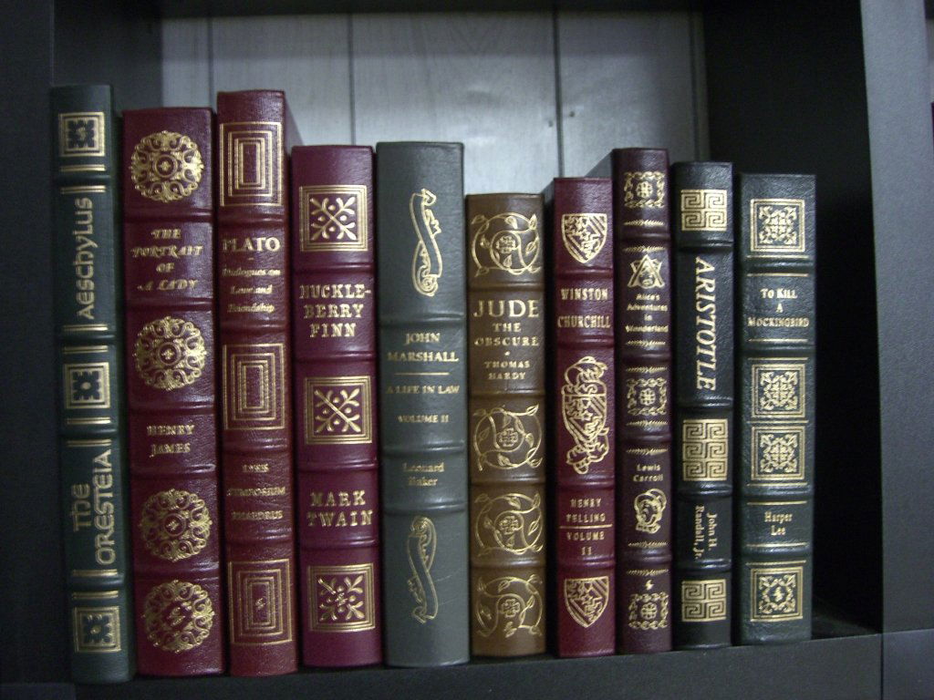10 Easton Press books: 10 Easton Press books including The Oreseia Aeschylus; The Portrait of a Lady by Henry James; Plato; Huckleberry Finn by Mark Twain; John Marshall a Life in Law Vol. II; Jude the Obscure by Thomas Har
