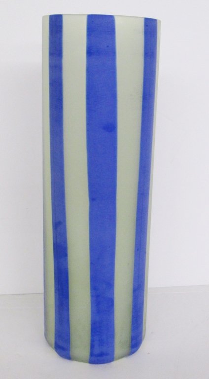 Modern blue & white striped vase (1 of 3)