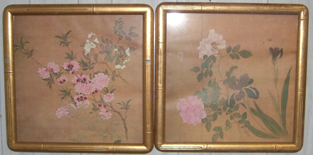 2 pink flower prints framed (1 of 2)