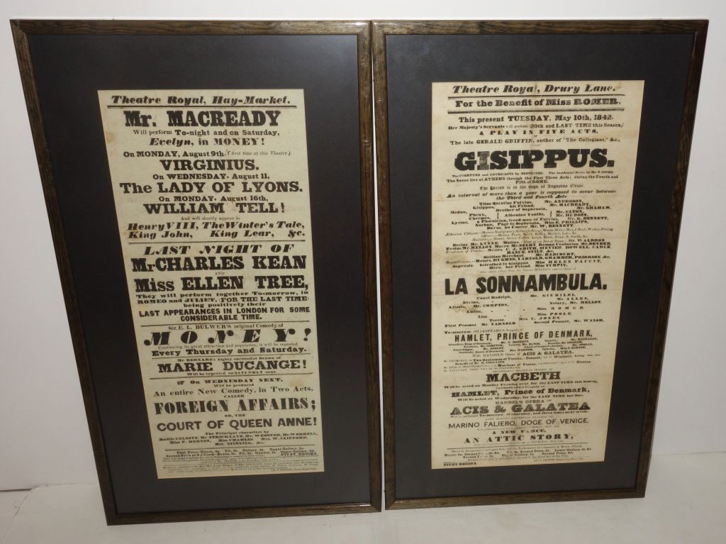 2 early Theatre English broadside playbills (1 of 7)