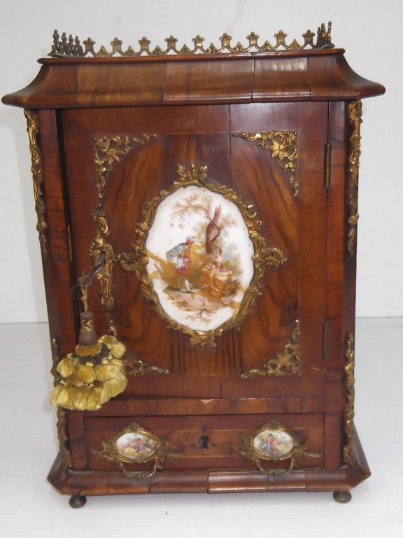 Porcelain mounted French locking miniature cabinet (1 of 9)