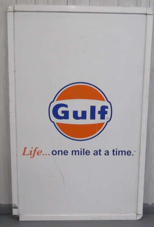 Large Gulf metal one sided gas advertising sign (1 of 3)