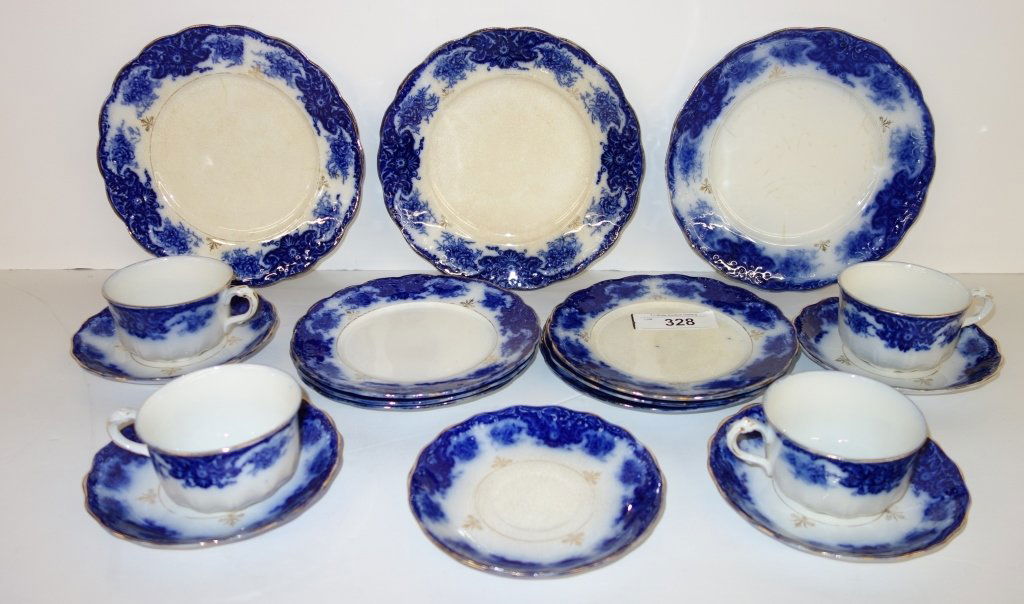 14 pc. Flow blue dishes/cups (1 of 2)