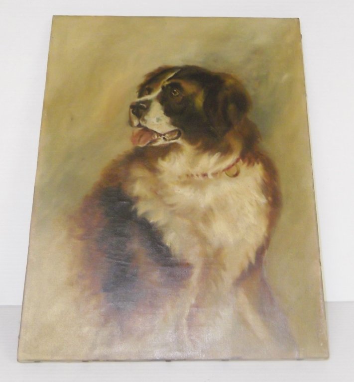 Oil on canvas St. Bernard dog painting (1 of 4)