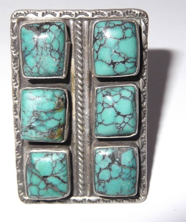 Large American Indian sterling & turquoise ring (1 of 4)