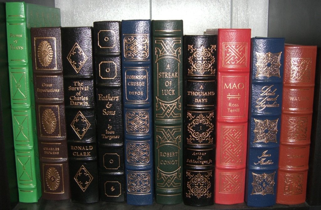 10 Easton Press books: 10 Easton Press books including Poems of Yeats; Great Expectations Charles dickens; The Survival of Charles Darwin Ronald Clark; Fathers & Sons by Ivan Turgenev; Robinson Crusoe Defoe; A Streak of luc