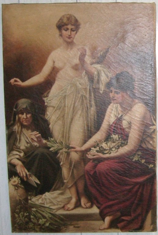 Victorian style print on canvas of 3 women (1 of 4)