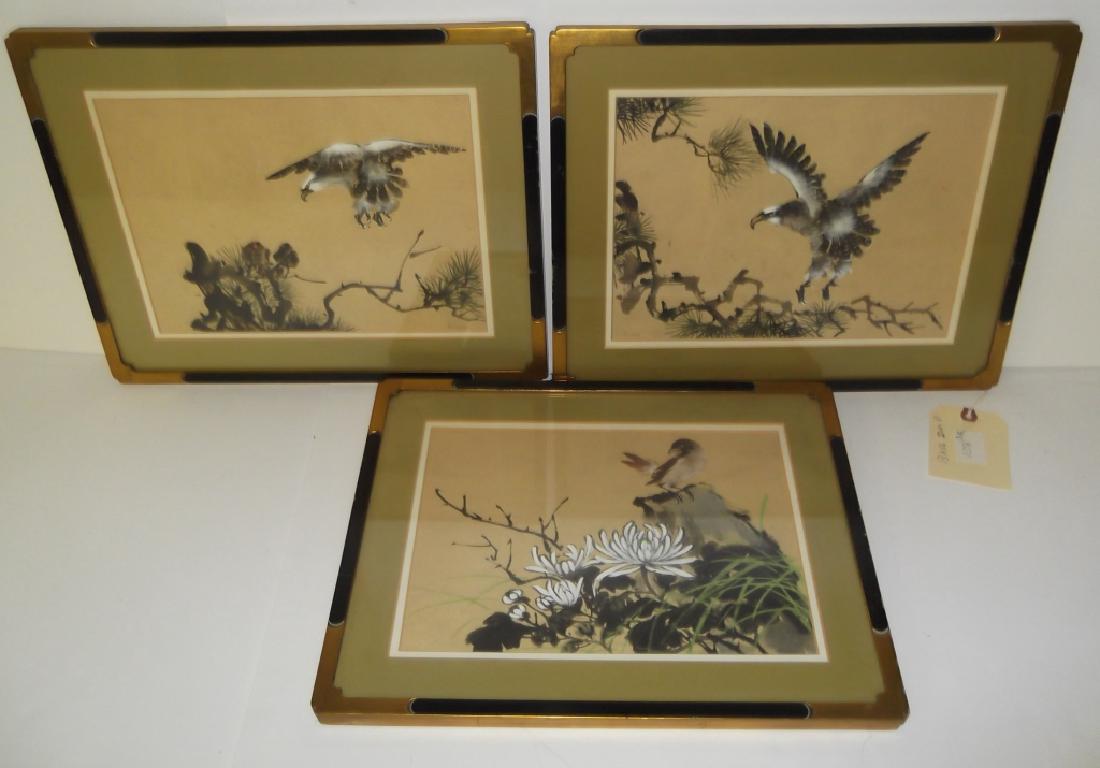 3 mixed media/gouache  paintings signed P. Chan (1 of 7)