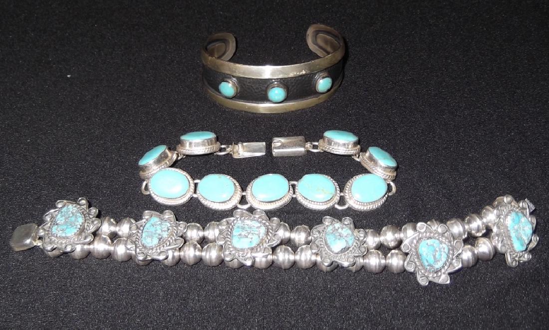 3 sterling & turquoise bracelets (1 of 5)