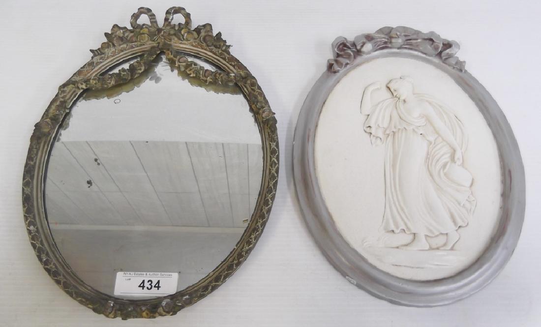 2 piece mirror & plaster classical woman plaque (1 of 3)