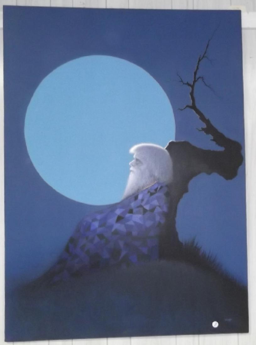 Large oil on canvas man sleeping under tree (1 of 4)