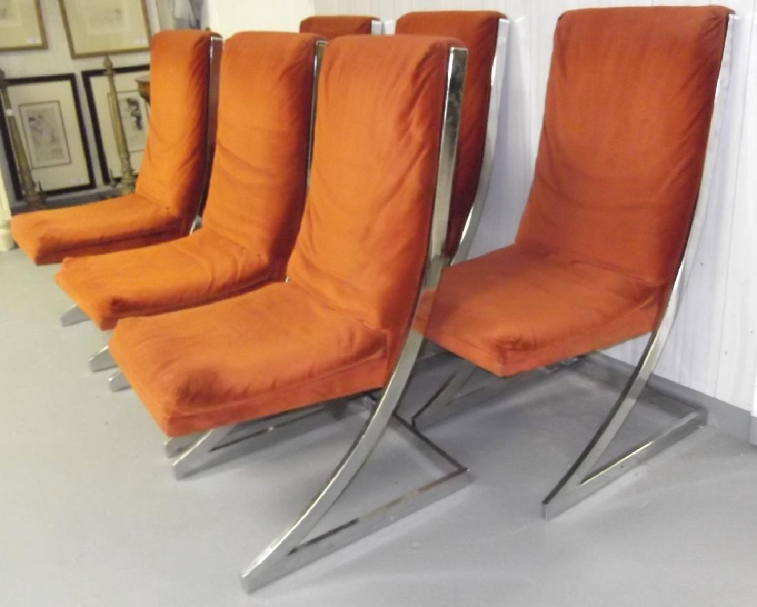 Set of 6 mid-century modern rust & chrome chairs (1 of 4)