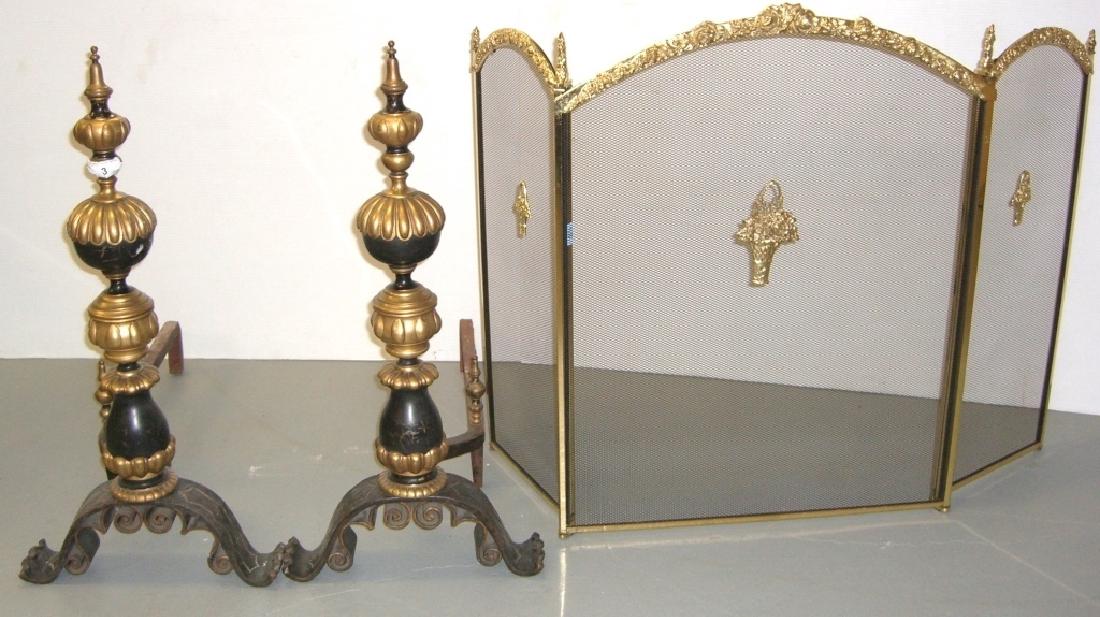 Pair of Gothic style wrought iron andirons (1 of 6)