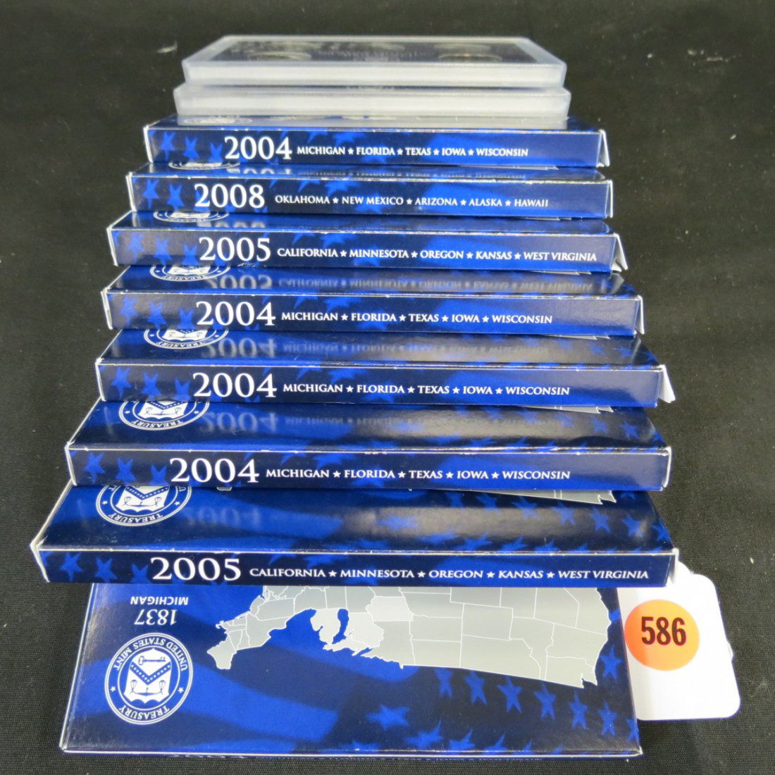 COINS: 10 ASSTD. STATE QUARTER PROOF SETS: 2004, 2005, 2007, 2008