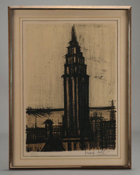 Bernard Buffet, (1928-1999), "Untitled", lithograph: Bernard Buffet (1928-1999) "Untitled" lithograph, 49/150 Pencil signed lower right and numbered 49/150 lower left. Bernard Buffet was born in Paris and attended the Ecole des Beaux Arts. He quickly ga