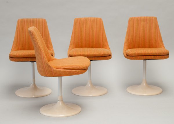 Four Lusch Erzeugnis Chairs by Joe Colombo,: Four Lusch Erzeugnis Chairs by Joe Colombo, some wear to upholstery. Marked on base. Each 32" H.