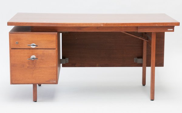 Jens Risom Desk,: Jens Risom Desk, marked inside drawer. Surface wear. 29 1/2" H x 60" W x 30" D.