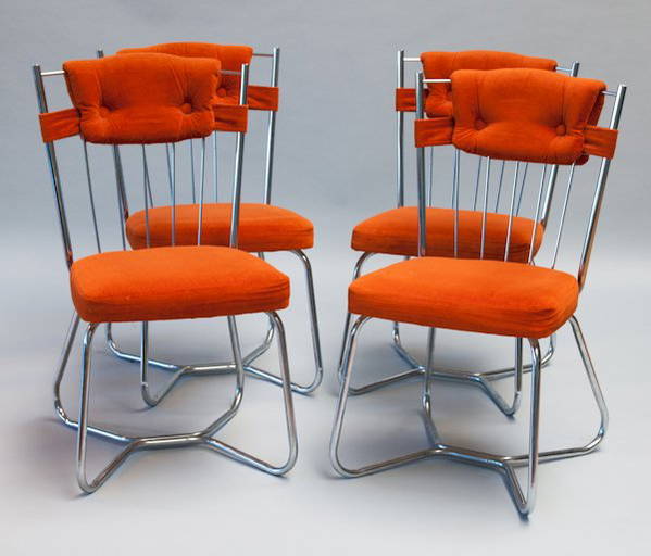 Set Of Four Stoneville Furniture Co. Chrome Chairs