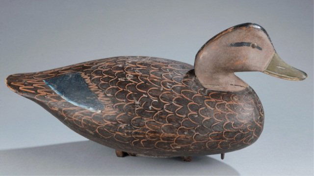 Ira Hudson Duck Decoy: Circa 1930 Eastern Shore, original paint. 8" x 17" x 7" Crack in the neck