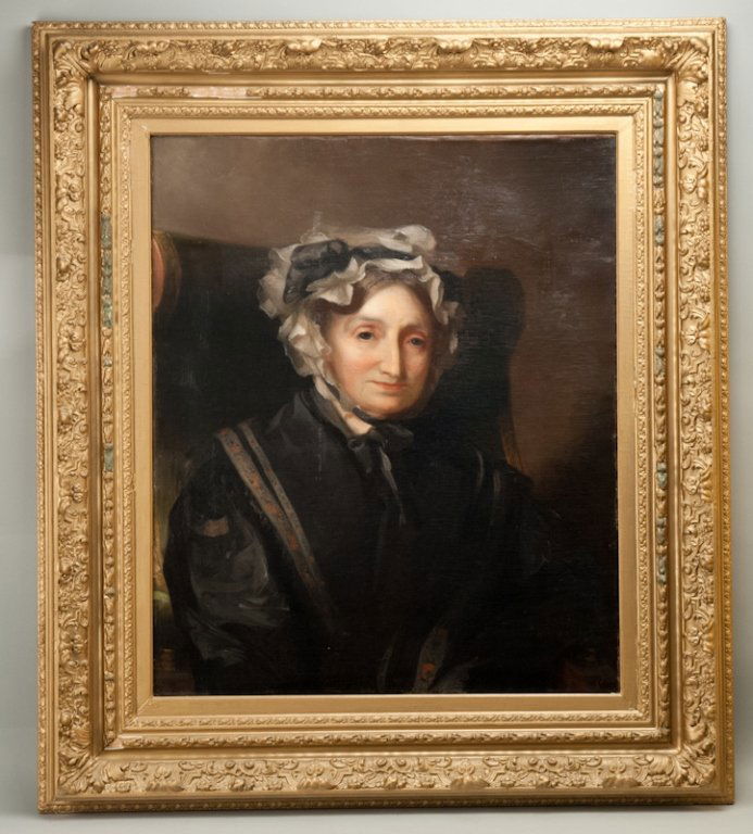 Thomas Sully (possibly), 1783-1872, Philadelphia,: Thomas Sully (possibly) 1783-1872, Philadelphia portrait of a lady in a white cap. Oil on canvas. Not visibly signed, lined and restored, gilt framed. Note: Family history indicates the portrait was p