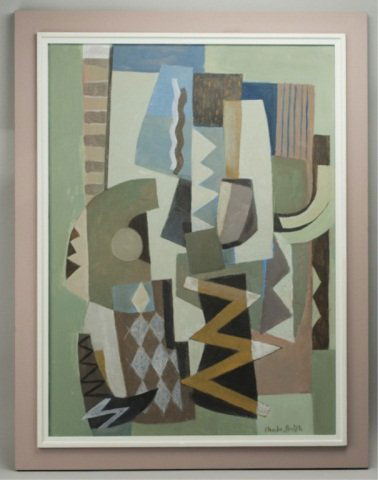 Charles William Smith, o/c "Abstraction": Smith, Charles William. (Virginia, 1893-1987). "Abstraction," oil on canvas. Sighted l.r. "C. Smith." Sight image 34" x 25" Painted frame: 39" x 30"