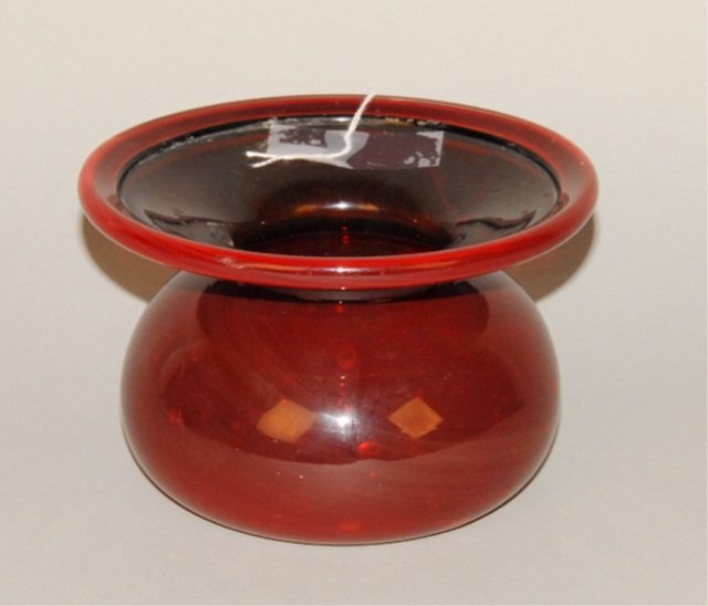 A 19th C Dark Red Blown Glass Spittoon