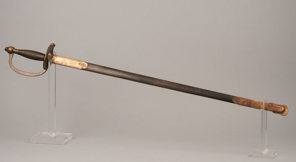Civil War Union NCO Sword With Rear Counterguard R: Civil War Union NCO Sword With Rear Counterguard Removed. Blade Marked "Emerson & Silver, Trenton" On One Side; "Us Dfm 1863" On Reverse Side. Blade Is 27" Long. Blued Metal Scabbard With Brass Fittin