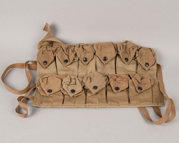 World War I US Army hand grenade vest, maker-marked: World War I US Army hand grenade vest, maker-marked and dated 1918.