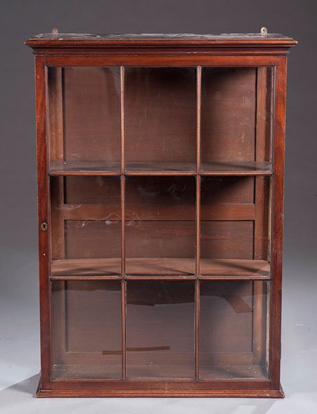 Mahogany Georgian Wall Cabinet, Ca. 1870: Mahogany Georgian Wall Cabinet, Ca. 1870 Center Pane of Glass is Cracked 54"" H x 38"" W x 24"" D