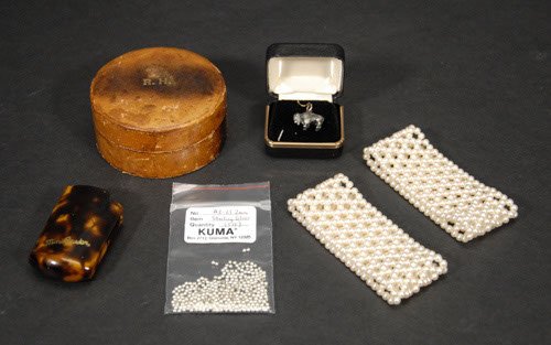 Mixed Jewelry Lot to Include; Sterling Silver Beads: Mixed Jewelry Lot to Include; Sterling Silver Beads Buffalo Charm Bracelets Leather Box and Tortoise Shell Lighter Cover. Leather box marked Made in Italy to bottom. 3" D