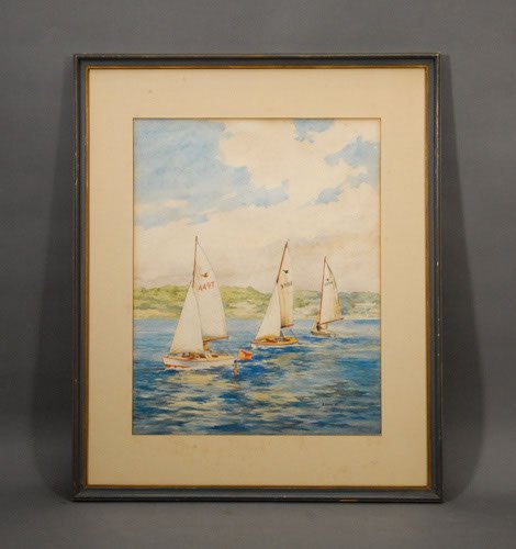 Albert Bross Jr. Watercolor on Paper Sailing Scen: Albert Bross Jr. Watercolor on Paper Sailing Scene Albert Bross studied at the Art Students League in New York. He has been an art instructor at numerous institutions including the Art Center of the O