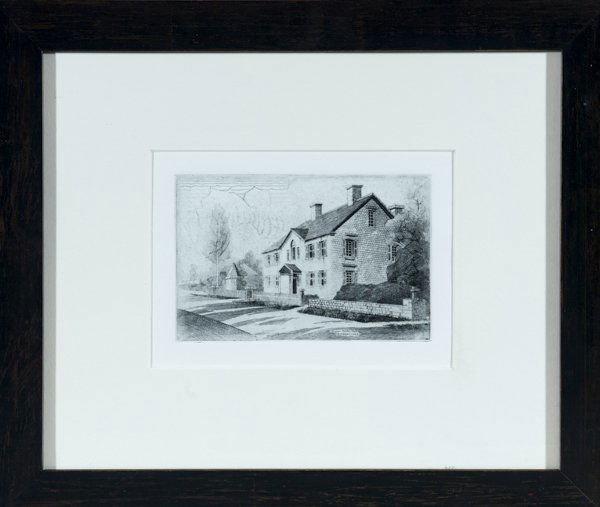 John Taylor Arms, "Hoadlet House, 1805, Bethany, CT": John Taylor Arms,(American, 1887-1953) ""Hoadlet House, 1805, Bethany, CT"" Etching 4"" H x 5 3/4"" W, frame 12"" H x 14 1/4"" W