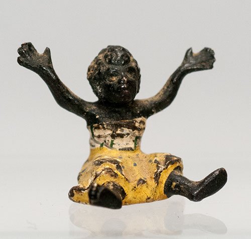 Miniature Black Lead Figure: Miniature Black Lead Figure Chipping to paint 1/2"" H