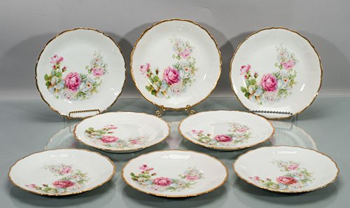 Eight (8) Bavarian Hand Painted Plates: Eight (8) Bavarian Hand Painted Plates Marked P.S. Bavaria to bottom. 1"" H x 8 1/2"" D