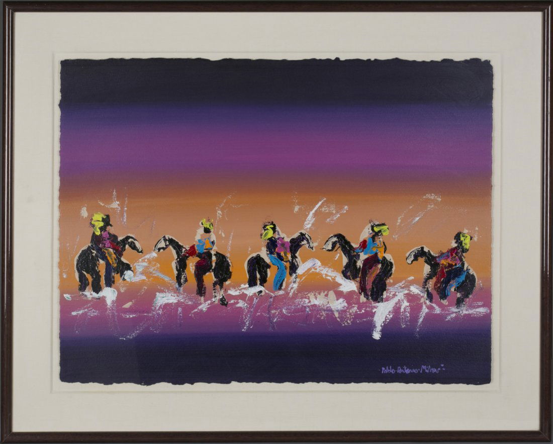 Pablo Antonio Milan, 1961-, "Untitled", acrylic on pape: Pablo Antonio Milan 1961- ""Untitled"" acrylic on paper Signed lower right. 23"" H x 30"" W, frame