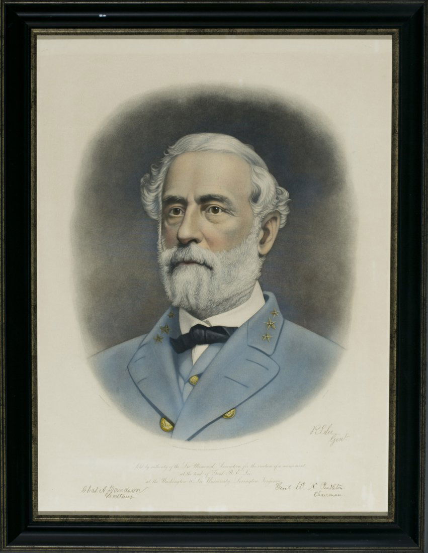 Framed Reproduction Print of Robert E. Lee: Framed Reproduction Print of Robert E. Lee Framed reproduction print of Civil War General Robert E. Lee in uniform. The originals were produced in 1871 and sold by the Jackson Monument Association at
