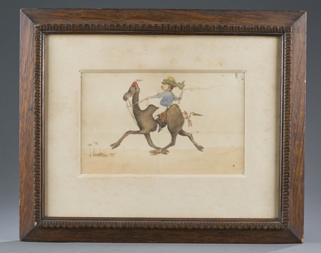 1890-1900 Original Watercolor Teddy Roosevelt Egypt Cam