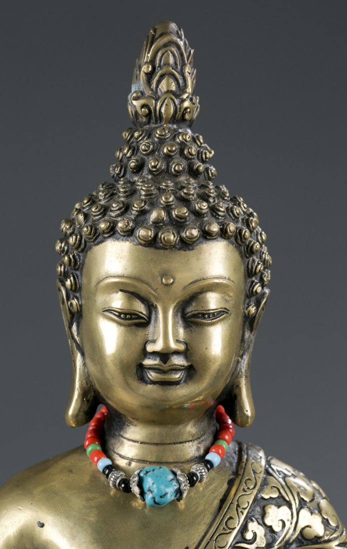 Brass Seated Buddha Statuette - 2