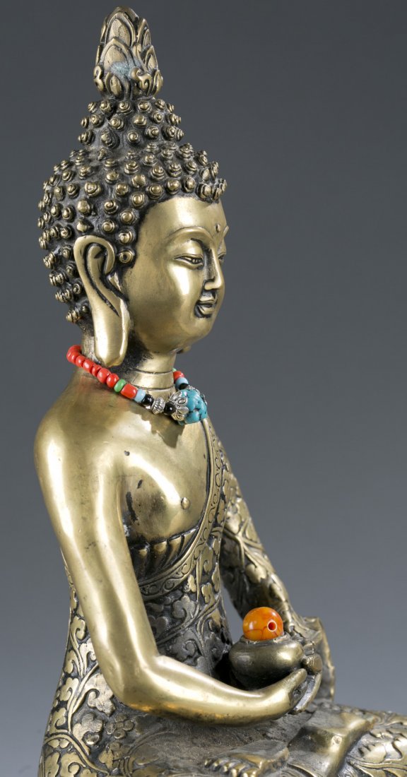 Brass Seated Buddha Statuette - 4