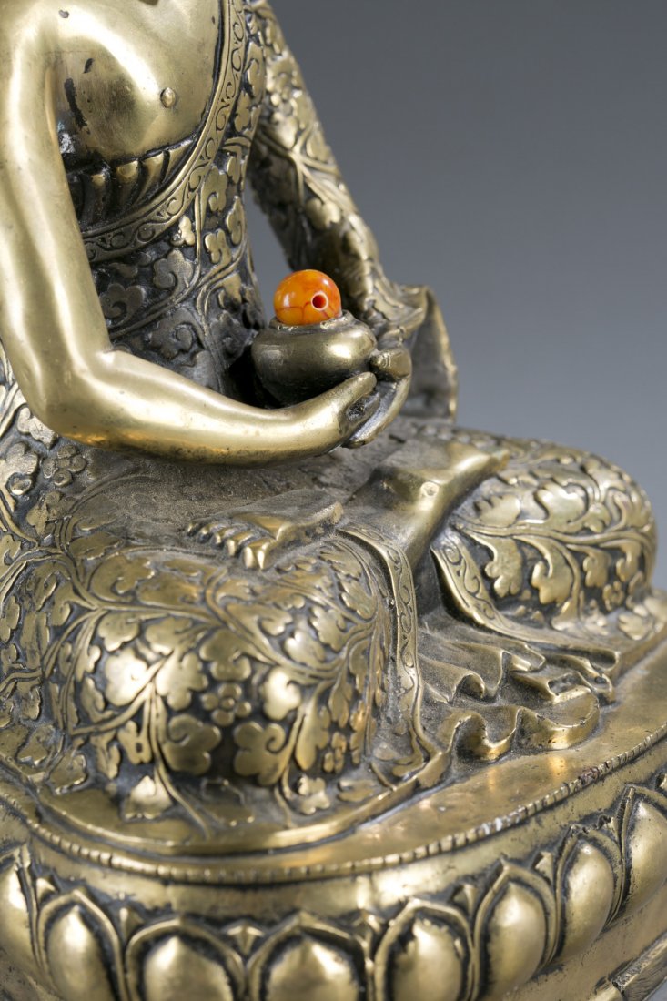 Brass Seated Buddha Statuette - 5