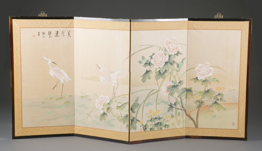Oriental Four-panel Screen